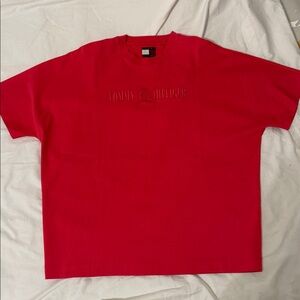 New Tommy Hilfiger Oversized Bold Embroidered Red Tee M